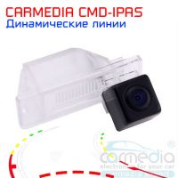 Citroen C3, C4, C5 / Peugeot 207CC, 308, 407, 3008 Цветная штатная камера заднего вида с динамическими линиями (ночная съемка, линза-стекло) CARMEDIA CMD-IPAS-CIT09