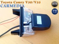 CarMedia CM-7255K CCD-sensor Night Vision (ночная съёмка) с линиями разметки (Линза-Стекло широкоугольная) Цветная штатная камера заднего вида для автомобилей Toyota Camry V50/V55, Fortuner 2017+ вместо плафона подсветки номера. Изображение 2