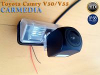 CarMedia CM-7255K CCD-sensor Night Vision (ночная съёмка) с линиями разметки (Линза-Стекло широкоугольная) Цветная штатная камера заднего вида для автомобилей Toyota Camry V50/V55, Fortuner 2017+ вместо плафона подсветки номера. Изображение 1
