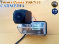CarMedia CM-7255K CCD-sensor Night Vision (ночная съёмка) с линиями разметки (Линза-Стекло широкоугольная) Цветная штатная камера заднего вида для автомобилей Toyota Camry V50/V55, Fortuner 2017+ вместо плафона подсветки номера