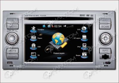 Штатное головное мультимедийное устройство Phantom DVM-8400G i5 Silver 800x480 (Интернет) FORD Focus II, C-Max, Kuga, Fusion, Transit + Карты навигации Navitel 9.x (Лицензия) XXL (Россия)