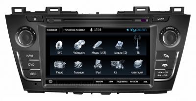 Штатное головное устройство MyDean 7187 для автомобилей Mazda5 + Карты навигации Navitel 5.x Пробки (Лицензия) + Штатная камера заднего вида + ТВ-антенна Calearo ANT внутренней установки 